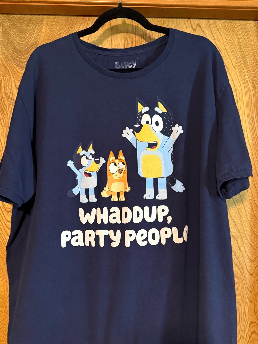 Navy Bluey Graphic 'Whaddup, Party People' Short Sleeve Tee